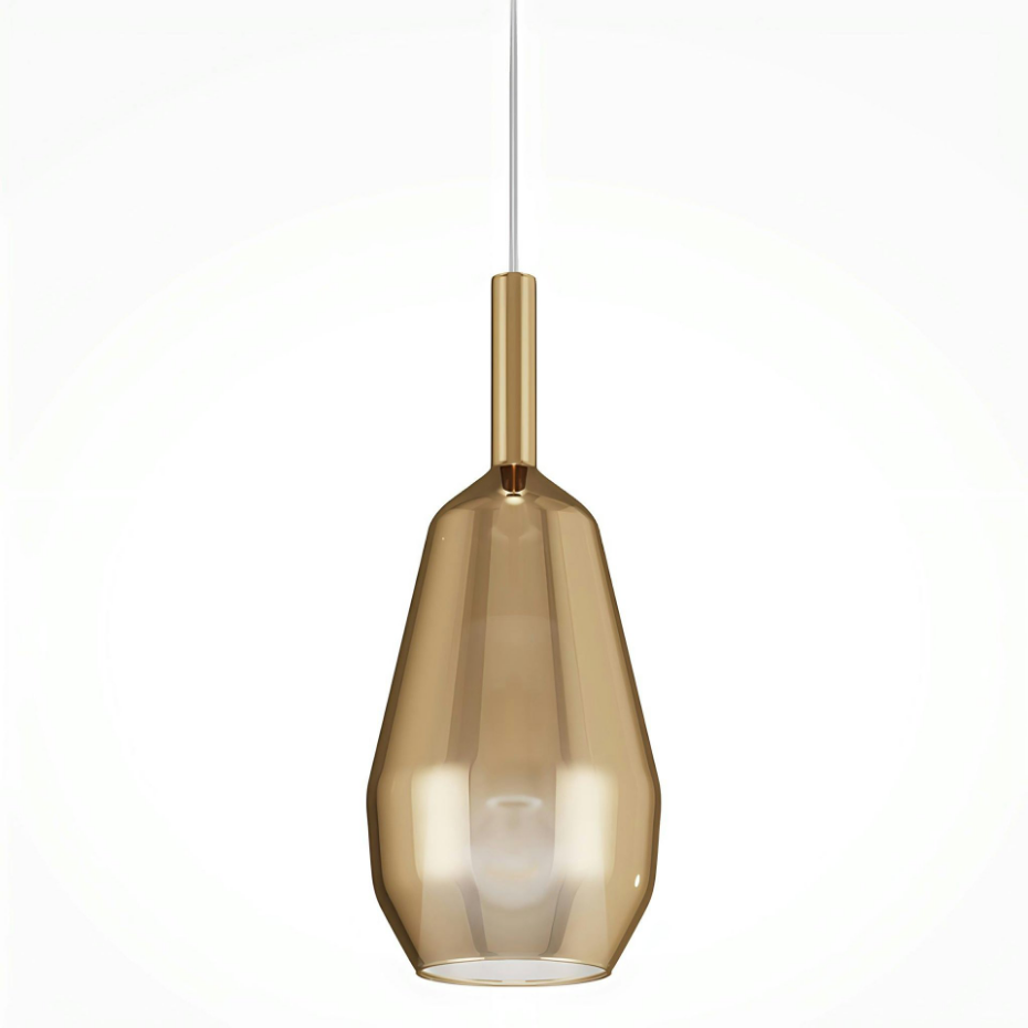 Suspension verre fumé – abat-jour double forme poire LODI