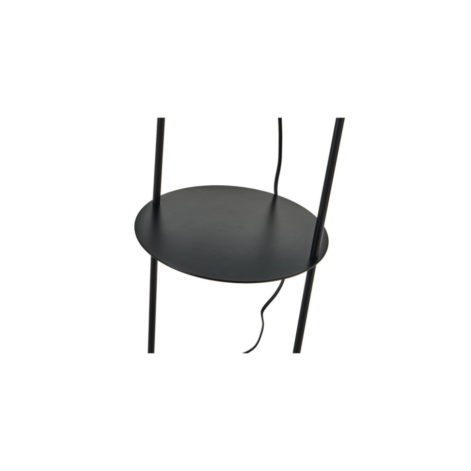 Lampadaire table en métal noir et abat-jour blanc - H150cm