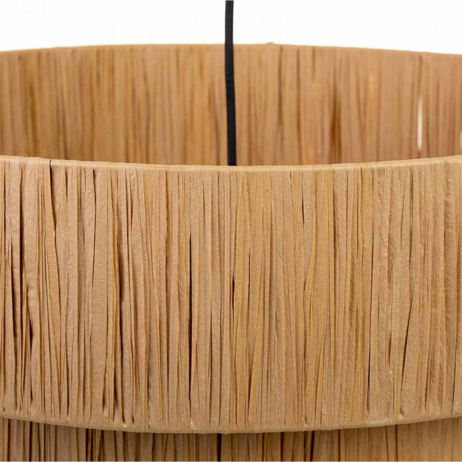 Suspension ronde en raphia et métal pour salon