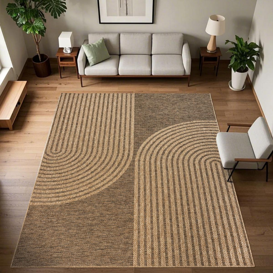 Tapis extérieur intérieur LYN13 REZA aspect jute motif arc-en-ciel