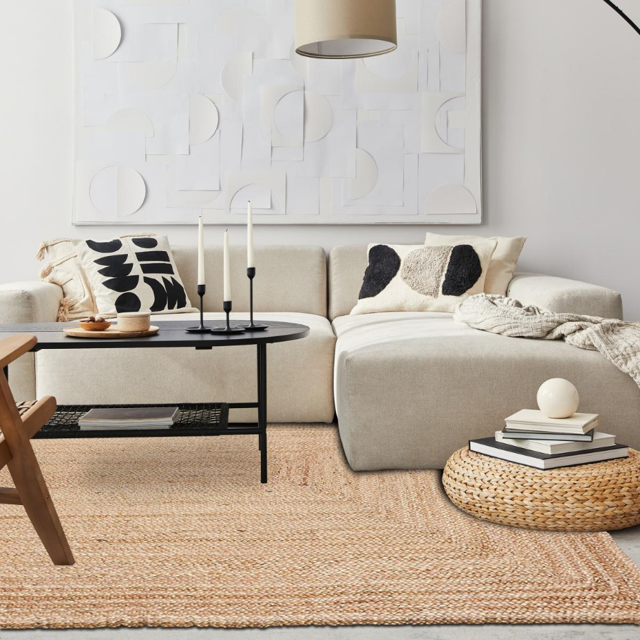 Tapis en jute fait à la main motif uni NATURE
