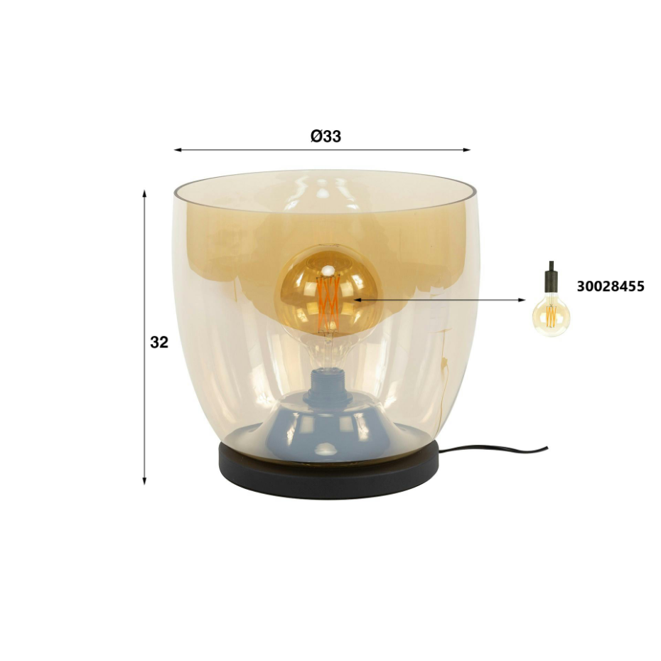 Lampe de salon moderne avec vasque en verre ambré 32 cm NIAGARA