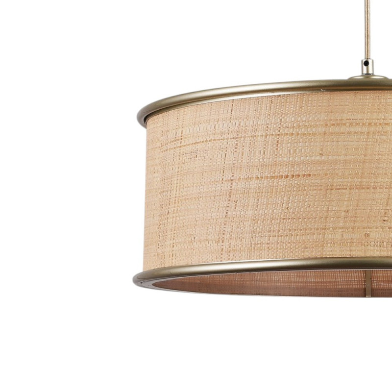 Suspension raphia naturel et métal champagne Bob