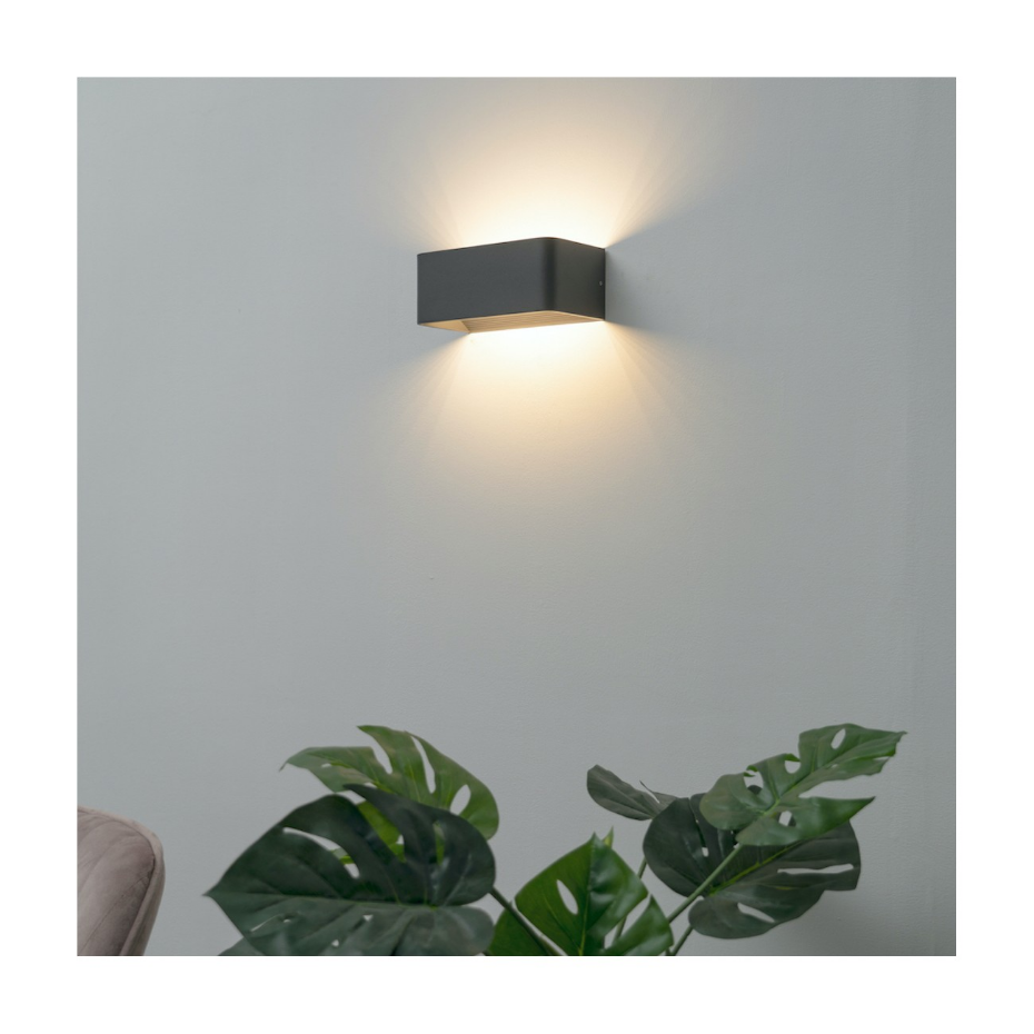 Applique LED grise 20 cm murale - QUADRA