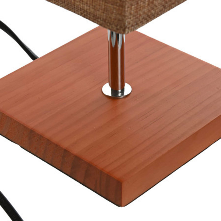 Lampe à poser en bois et abat-jour lin marron 15x15x43cm