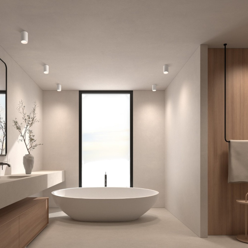 Plafonnier spot blanc salle de bain IP44 Galileo