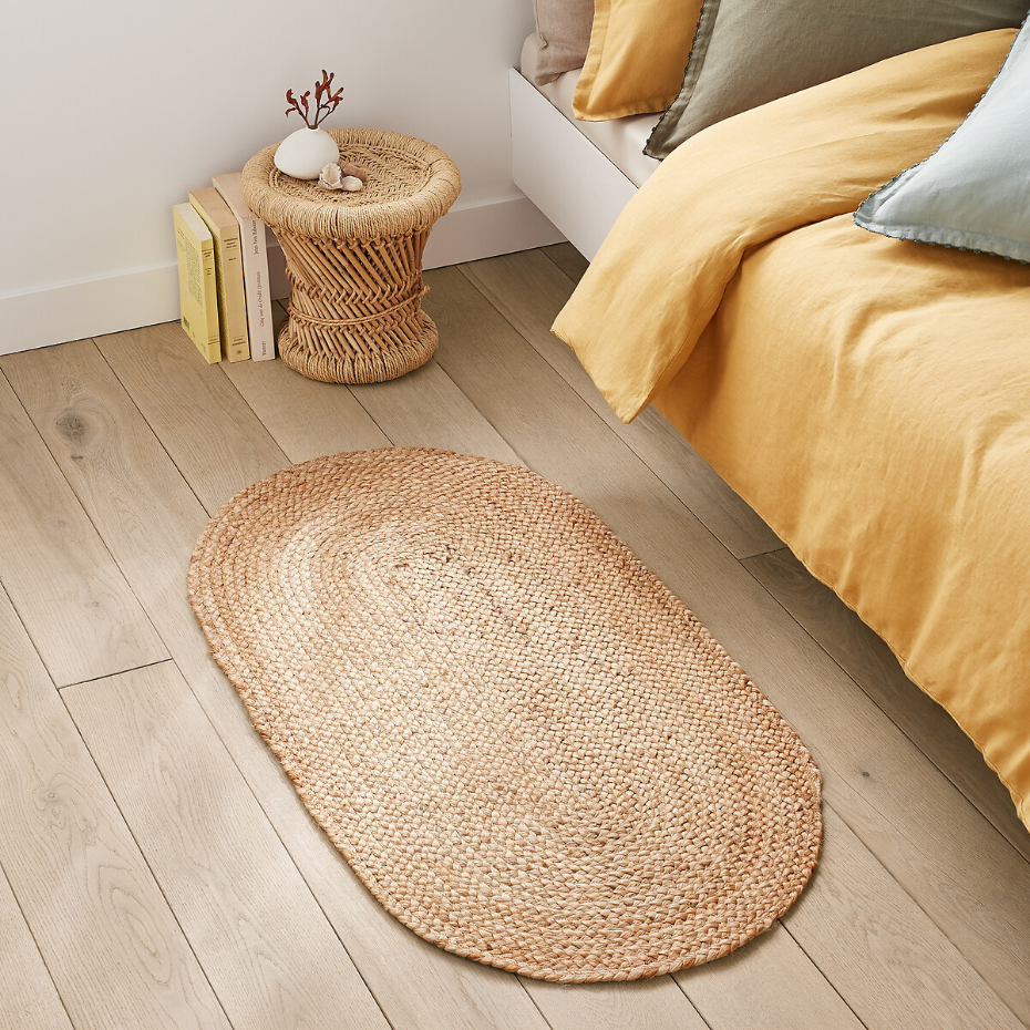 Descente de lit ovale jute, Aftas