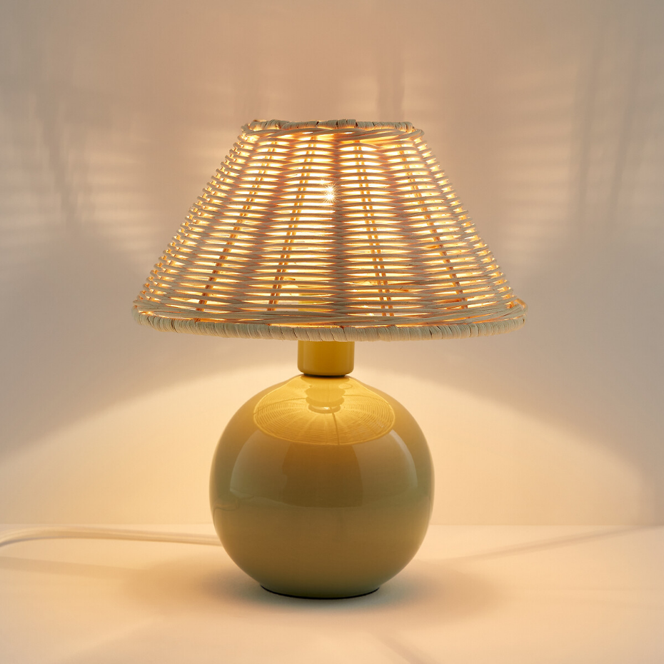 Lampe à poser céramique et rotin, Alios