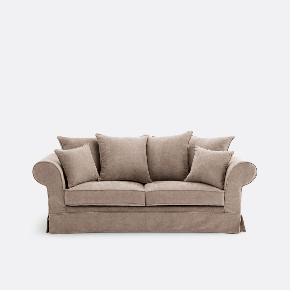 Canapé droit, convertible, 2 ou 3 places, en polyester chiné, ADELIA
