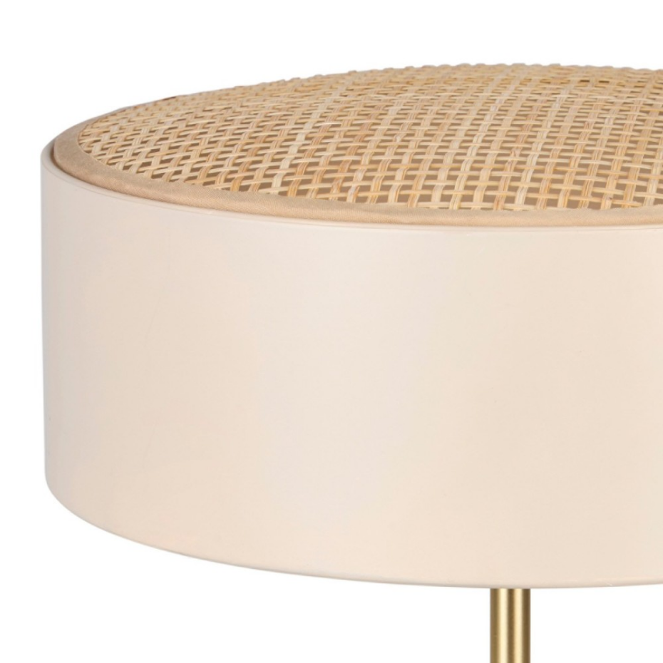 Lampe En Métal Doré Avec Abat-jour Bambou