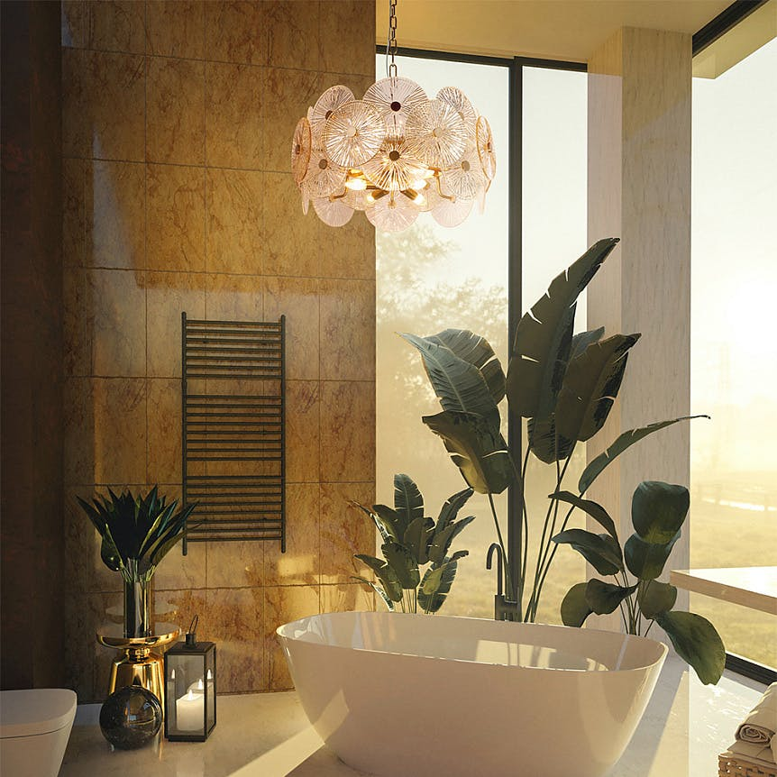 Suspension rétro en verre - forme soleil stylisé YUMA