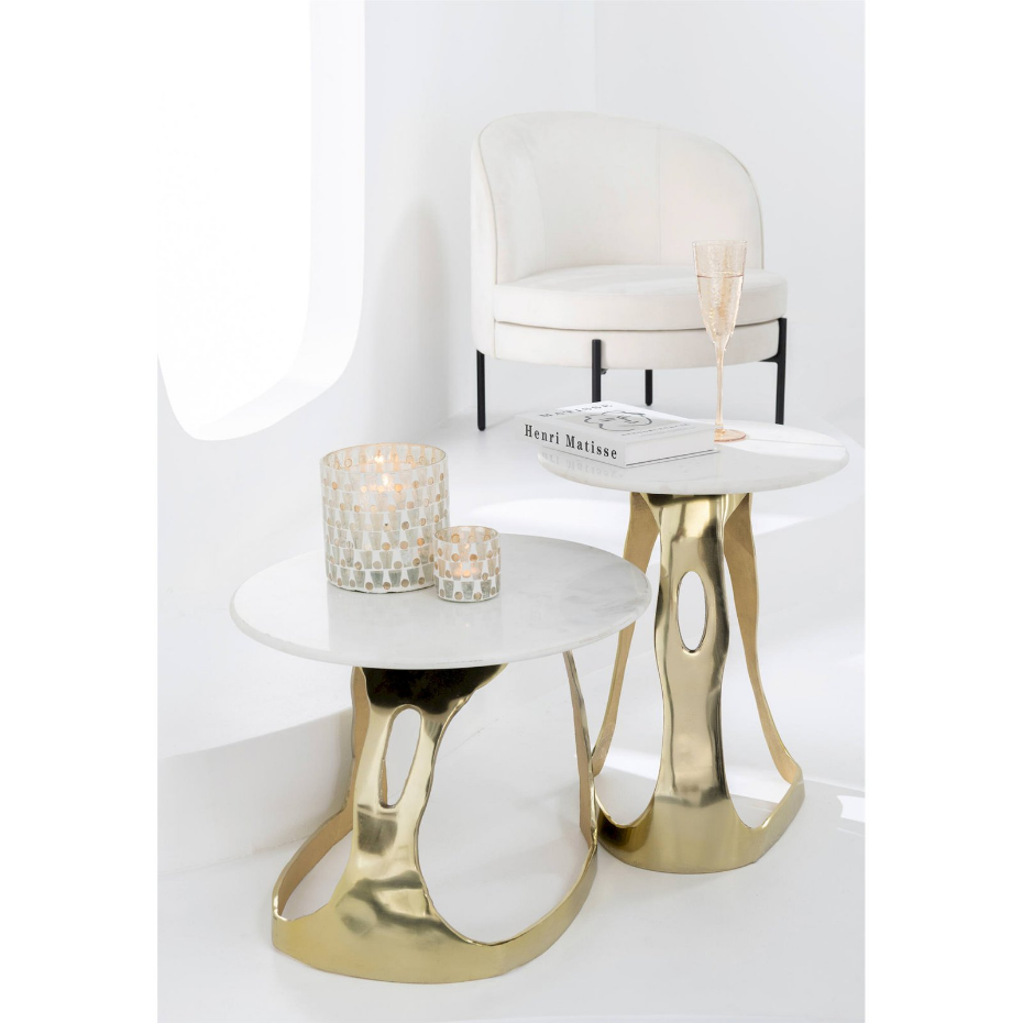 Lampe à poser ronde en papier et métal rayures cordes