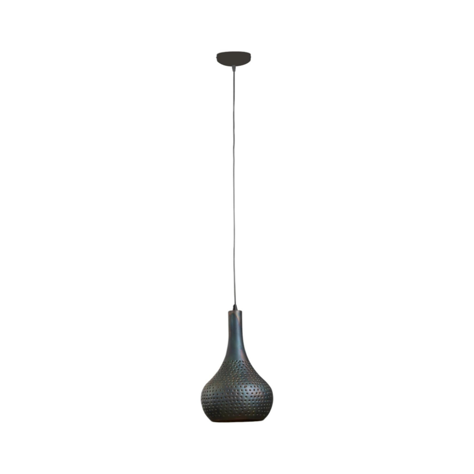 Suspension forme goutte métal brun ajouré JAVA