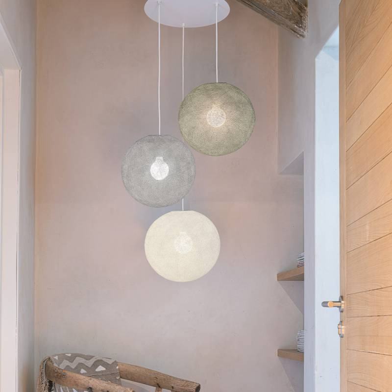 Plafonnier blanc 3 globes 31 vert de gris - gris perle - écru