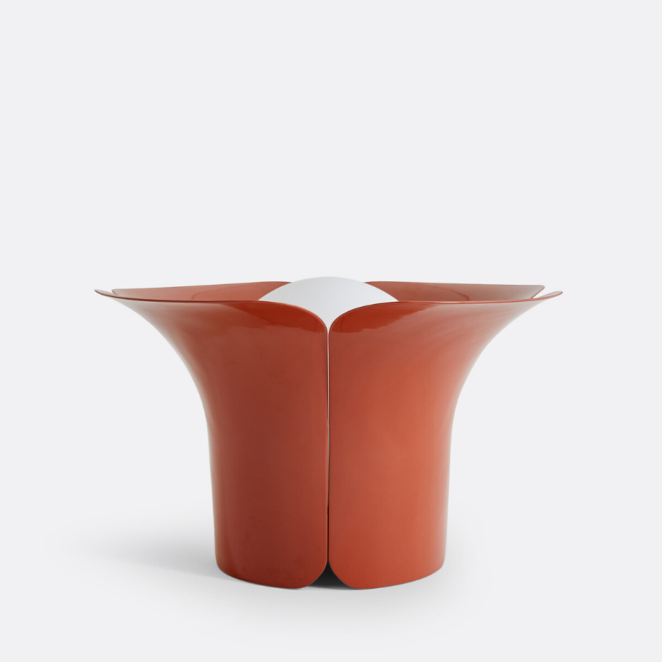Lampe à poser tulipe, métal fer et opaline, Tessen