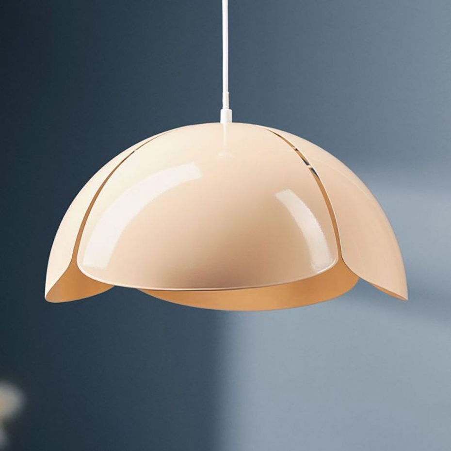 Suspension Métal Lys Beige Blanche