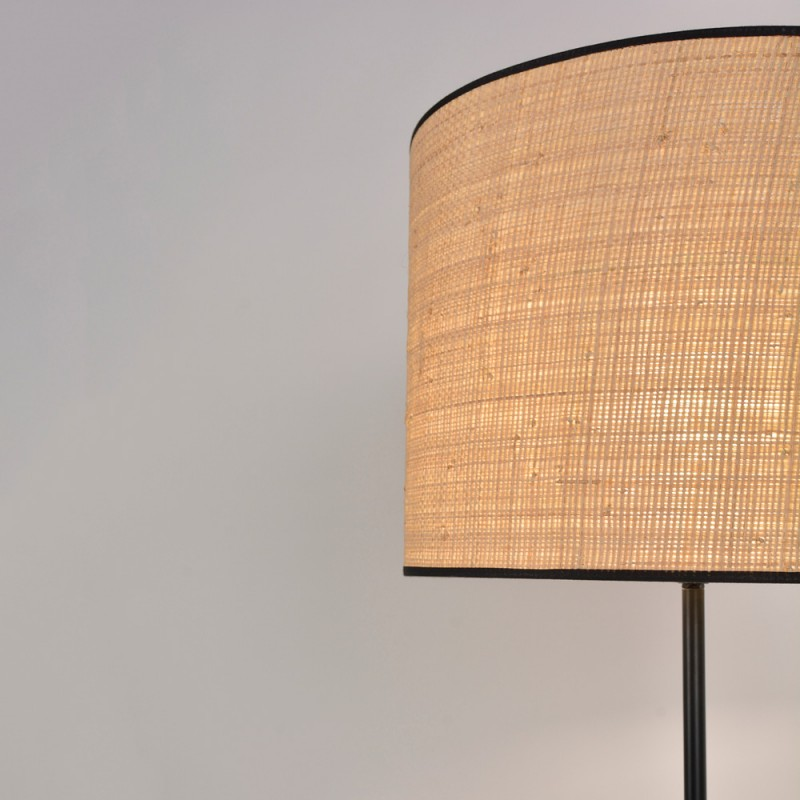 Lampadaire Raphia Et Metal Noir Pauline