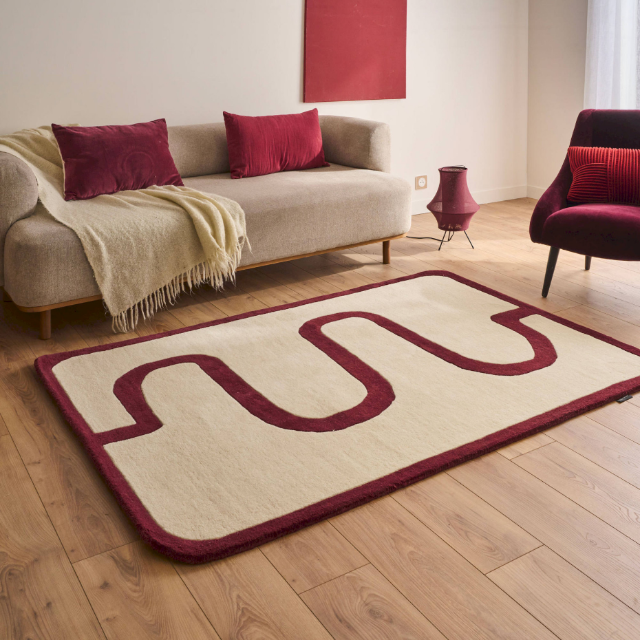 Tapis géométrique en laine et coton Pantone
