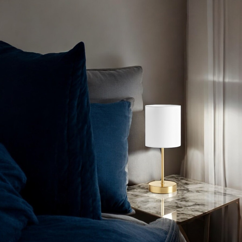 Lampe De Chevet Set Laiton Mat Et Abat-jour Blanc