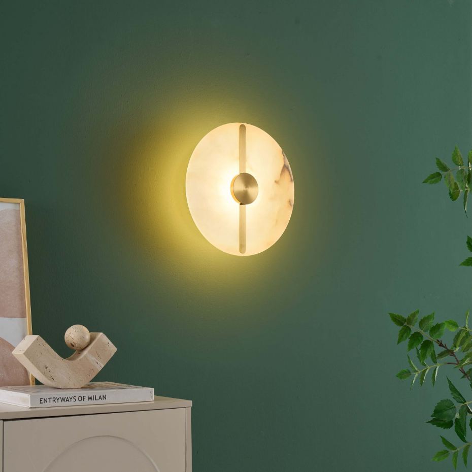 Applique LED disque en albâtre - LUNÉA
