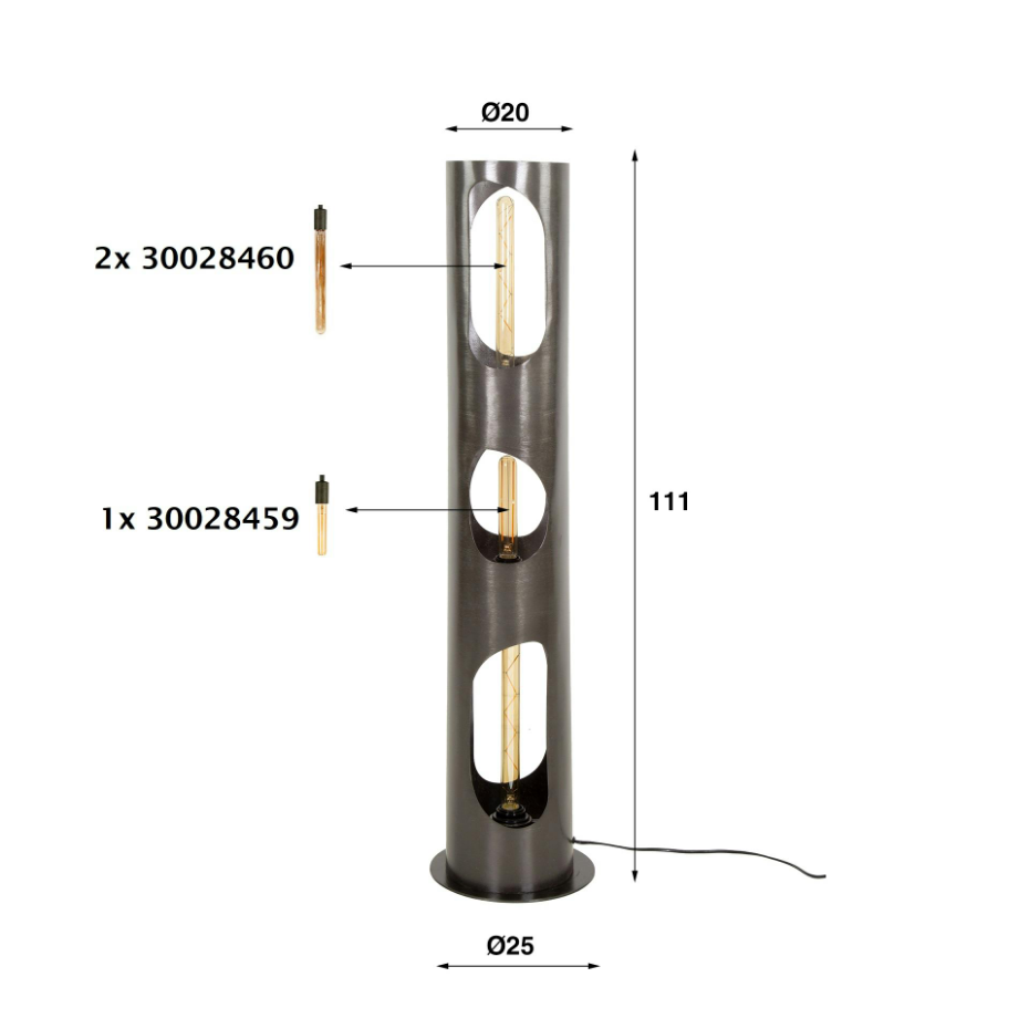 Lampadaire cylindrique ouvert H 111 cm RALF