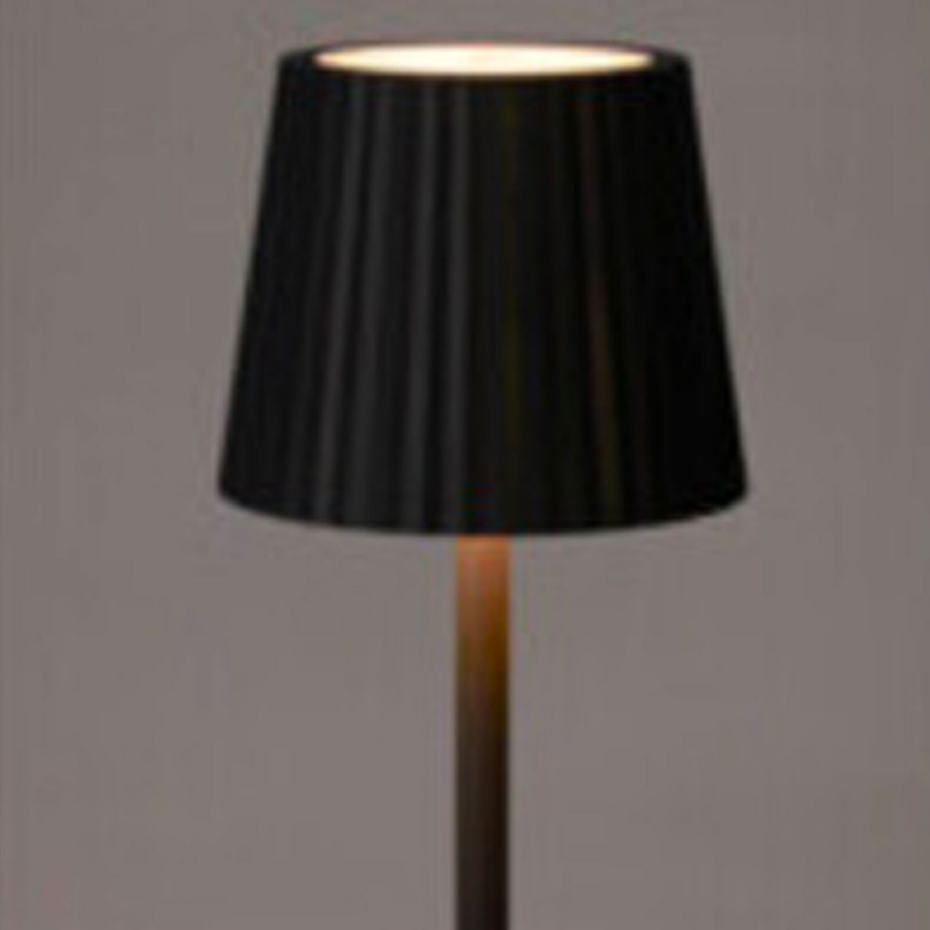 Lampe à poser noire LED sans fil abat-jour effet plissé 9x9x27cm