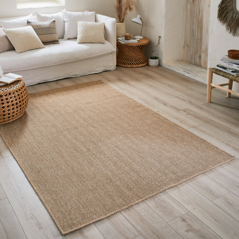Tapis intérieur extérieur aspect jute cheuvrons NATURE