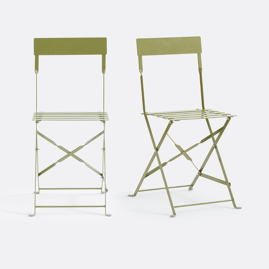 Lot de 2 chaises pliantes métal fer, Ozevan