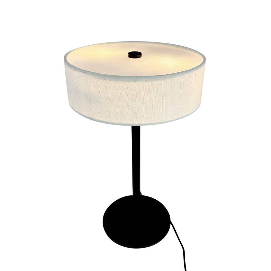 Lampe à poser en métal et tissu Noir/Blanc Calix