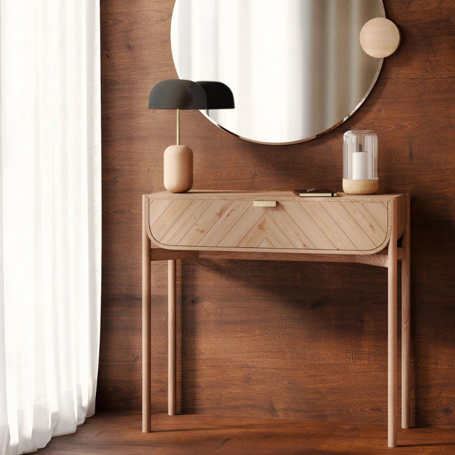 Lampe à poser avec pied en frêne, NINA