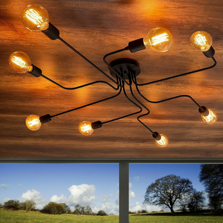 Plafonnier industriel noir design, circuit 140 cm MARATEA