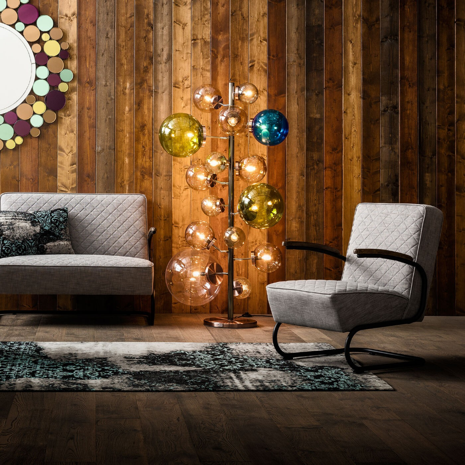 Lampadaire en verre et acier 160cm, BALLOON