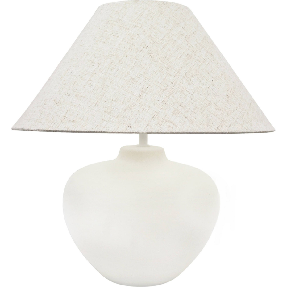 Lampe de table ronde en céramique et tissu