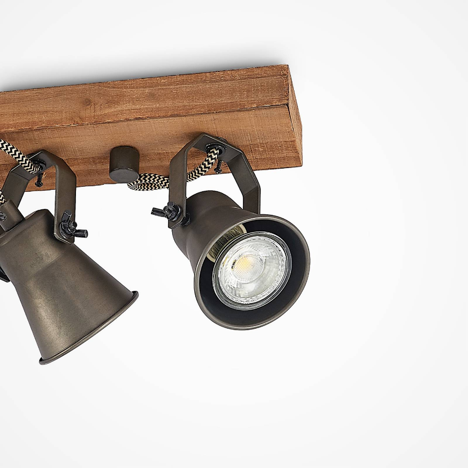 Projecteur halogène en bois vintage
