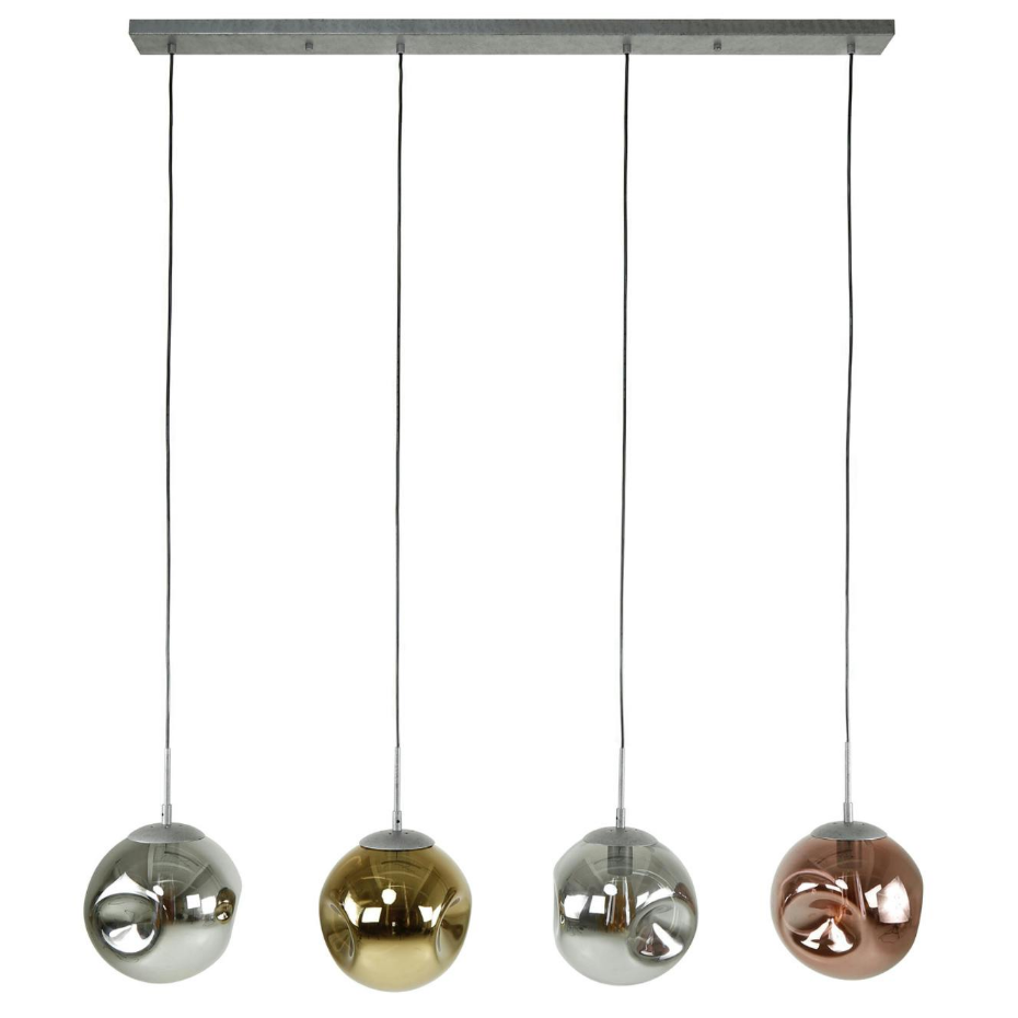 Suspension de table multiple en verre déformé or, cuivre et chrome NIAGARA