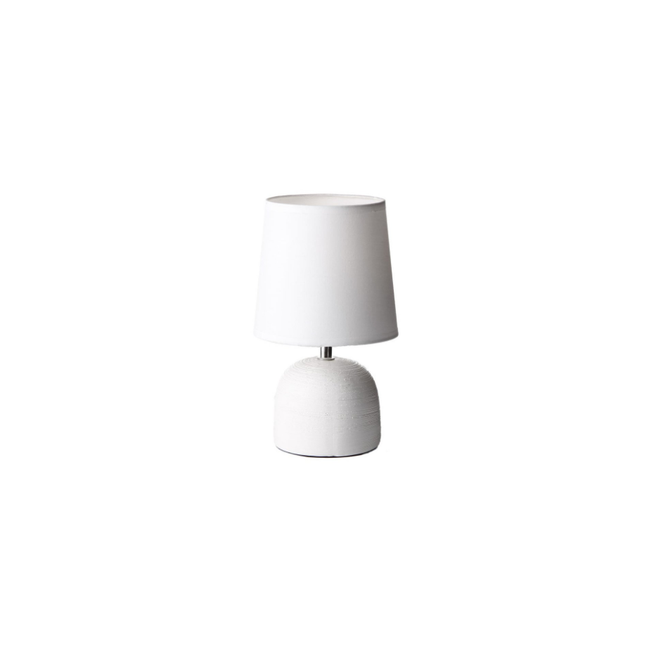 Lampe à poser ronde céramique blanche effet naturel - 16x16x27.5cm