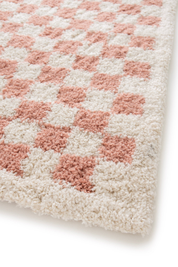 Tapis damier poils longs doux et volumineux CHECKERS