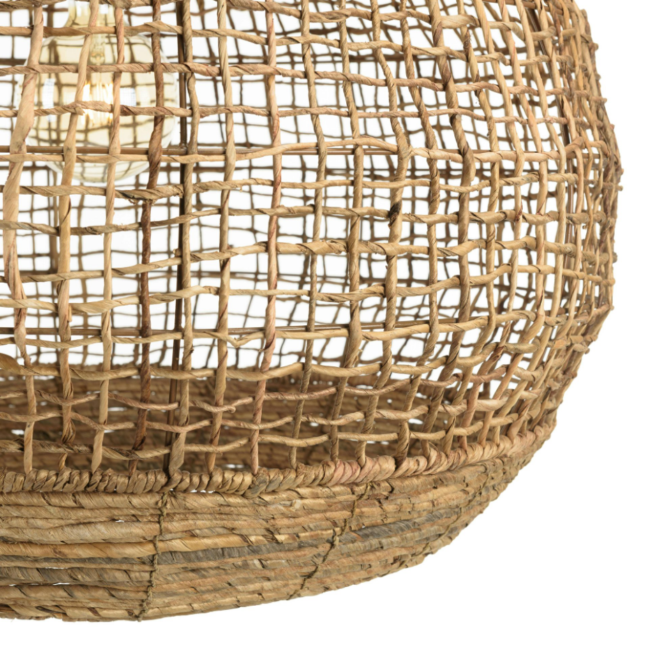 Suspension boule 83x83cm en abaca couleur naturelle et teck FOLELLI