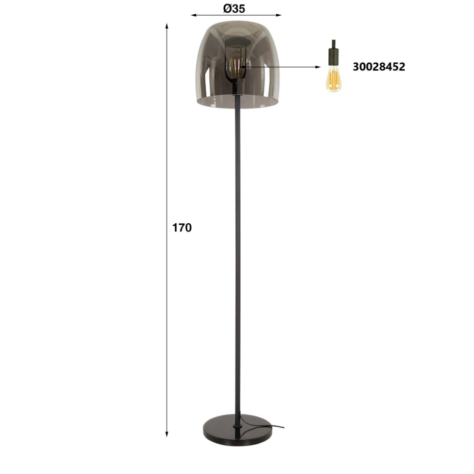 Lampadaire en verre fumé gris NIAGARA