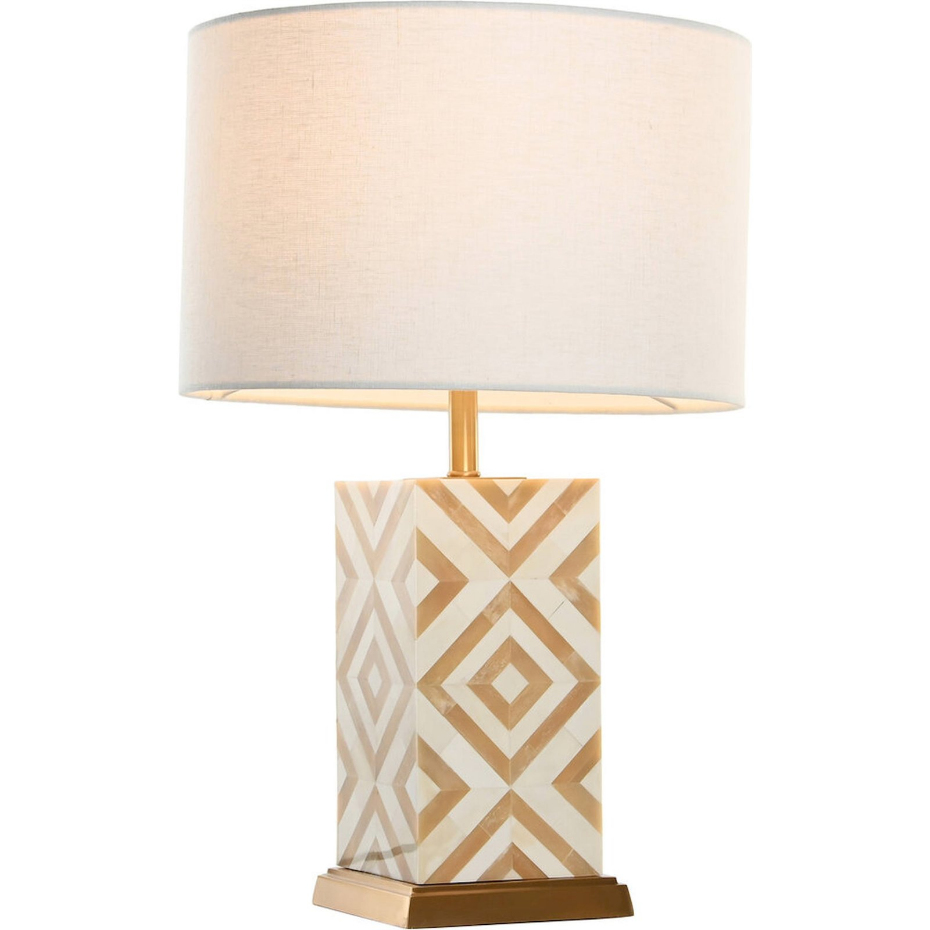 Lampe de table carrée en laiton et os Item Home India Lamps 1c25