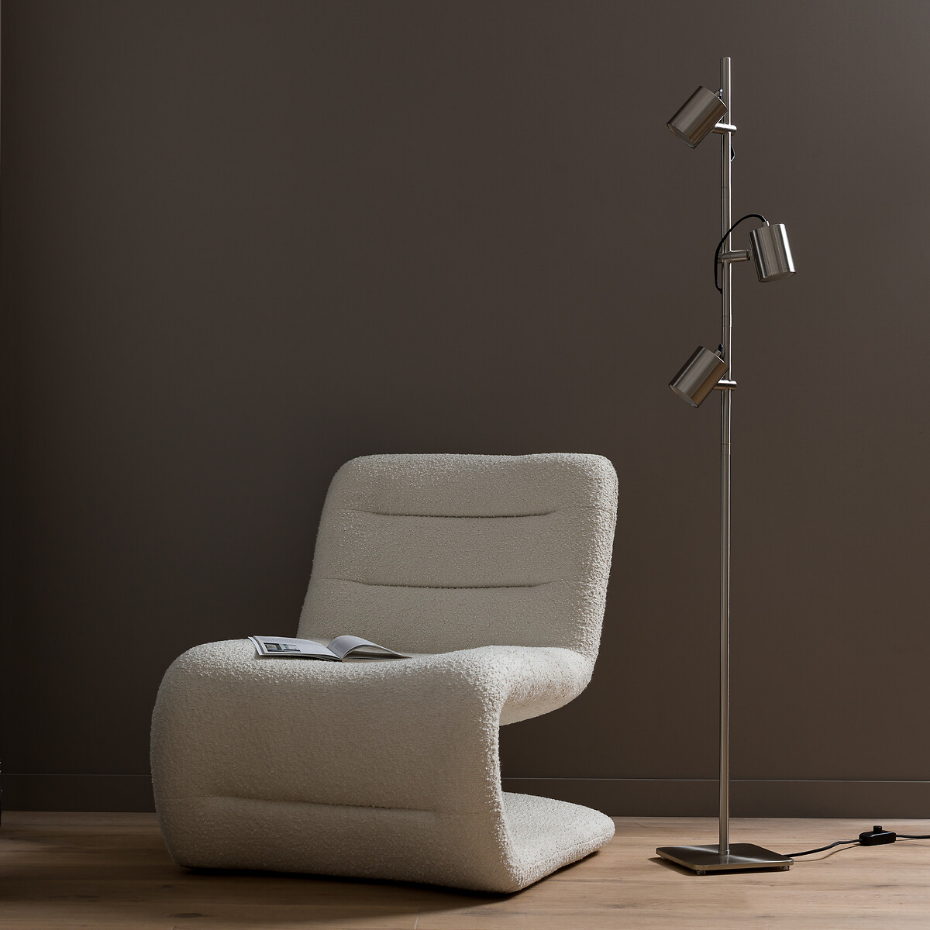 Lampadaire spots finition nickel satiné, Girevole