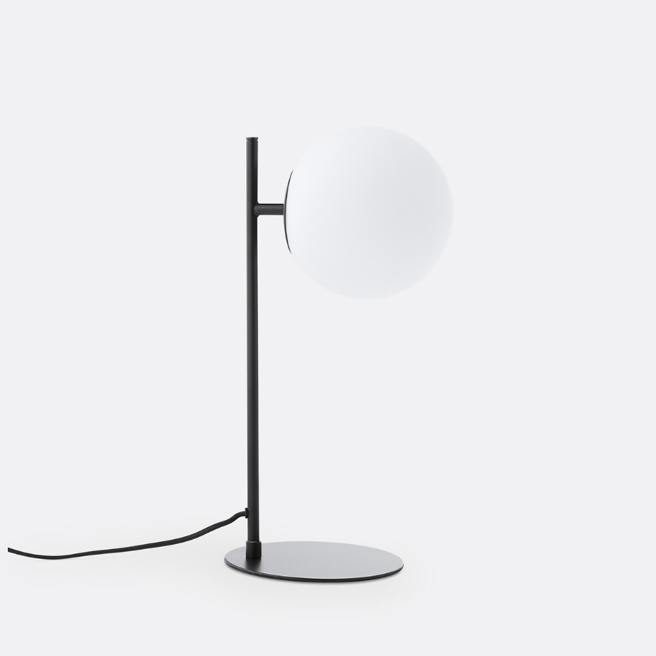 Lampe à poser métal acier et verre opaline, Atea