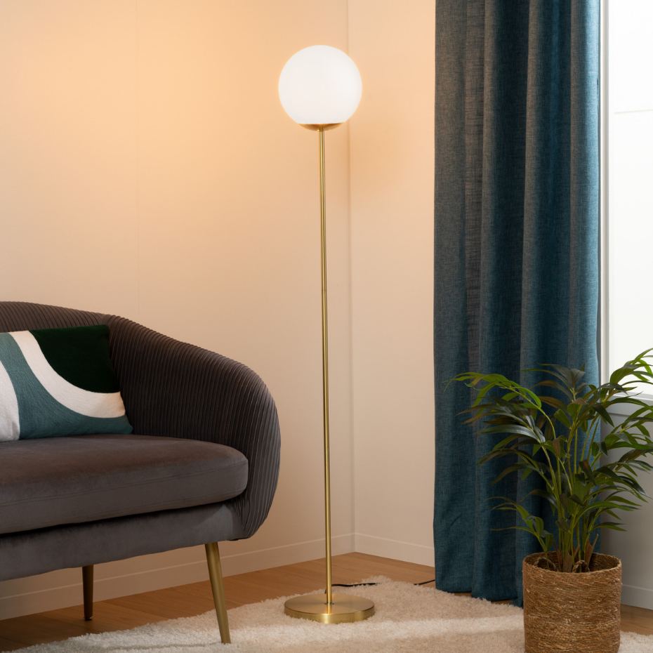 Lampadaire métal et verre dépoli DRIS