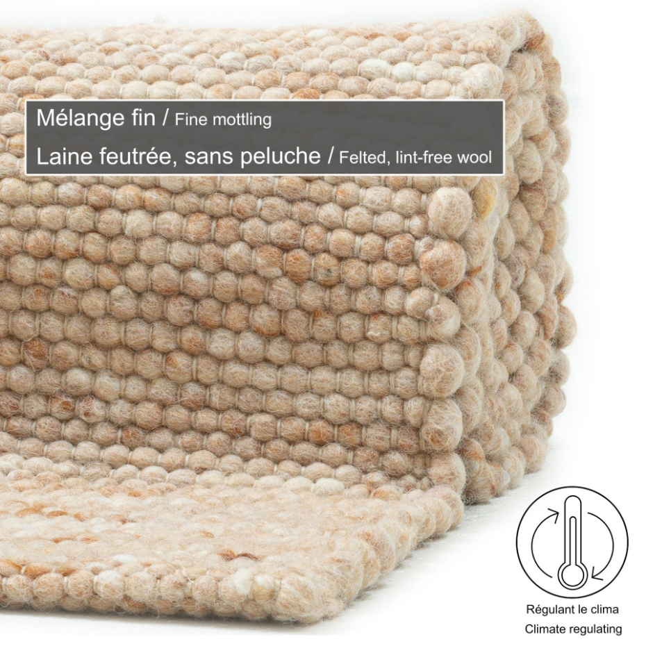 Tapis réversible en laine foulée tissé à la main aux couleurs vives - Alpen