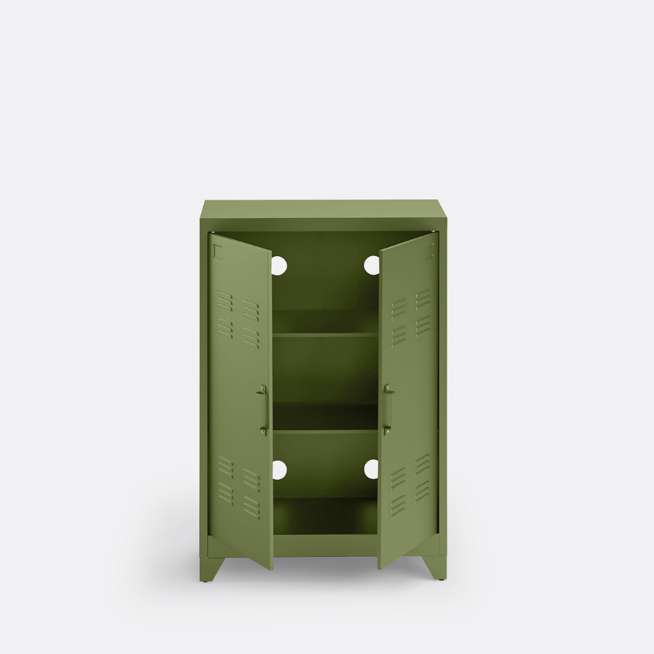 Armoire basse 2 portes en métal acier, Hiba