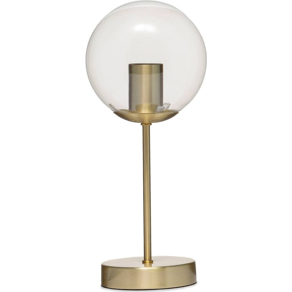 Lampe de table ronde en métal et verre transparent