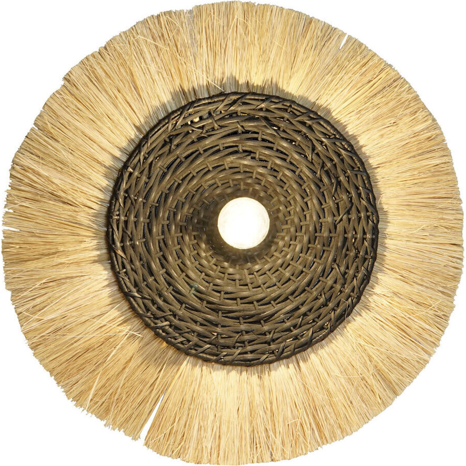 Applique murale ronde en jute et fer Colonial