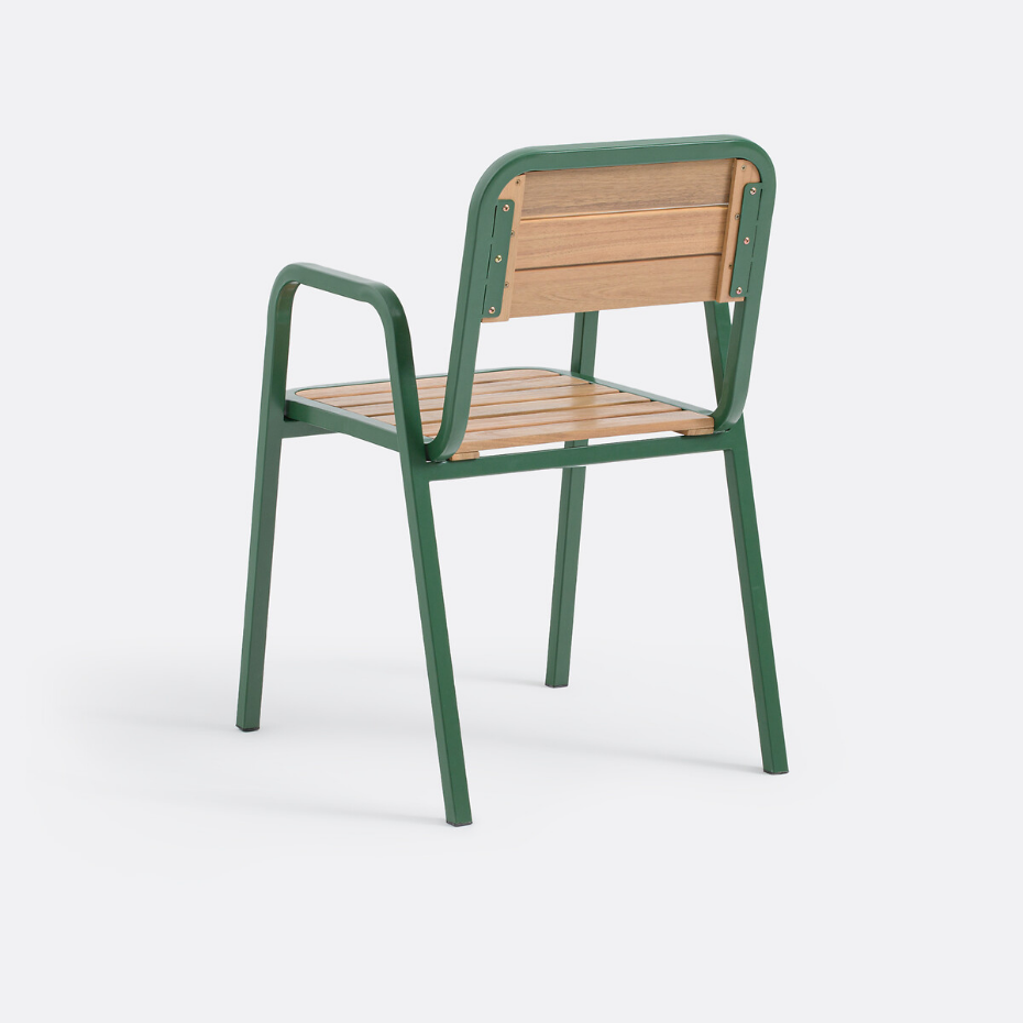 Lot 2 fauteuils de jardin métal acier acacia, Jaja