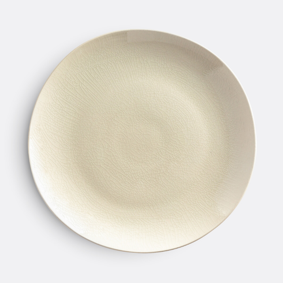 Lot 4 assiettes plates craquelées, GOGAIN