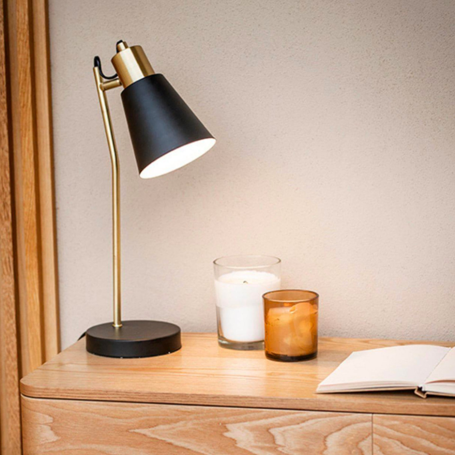 Lampe de bureau métal noir et doré 22x14x45cm